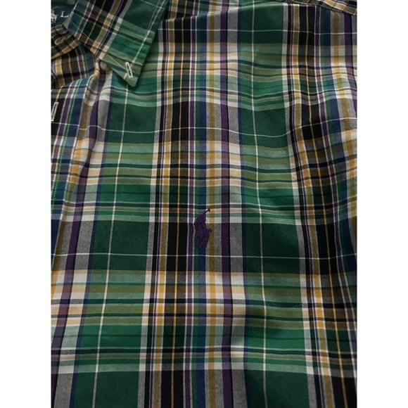 Ralph Lauren Mens Colorful Plaid Button Shirt Green Pony Classic Fit Size XL EUC - Picture 3 of 4